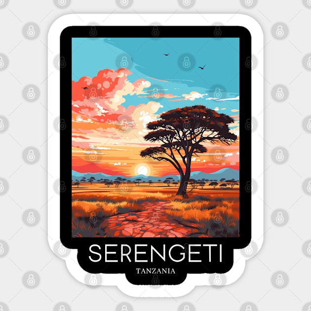 A Pop Art Travel Print of the Serengeti National Park - Tanzania Sticker by Studio Red Koala